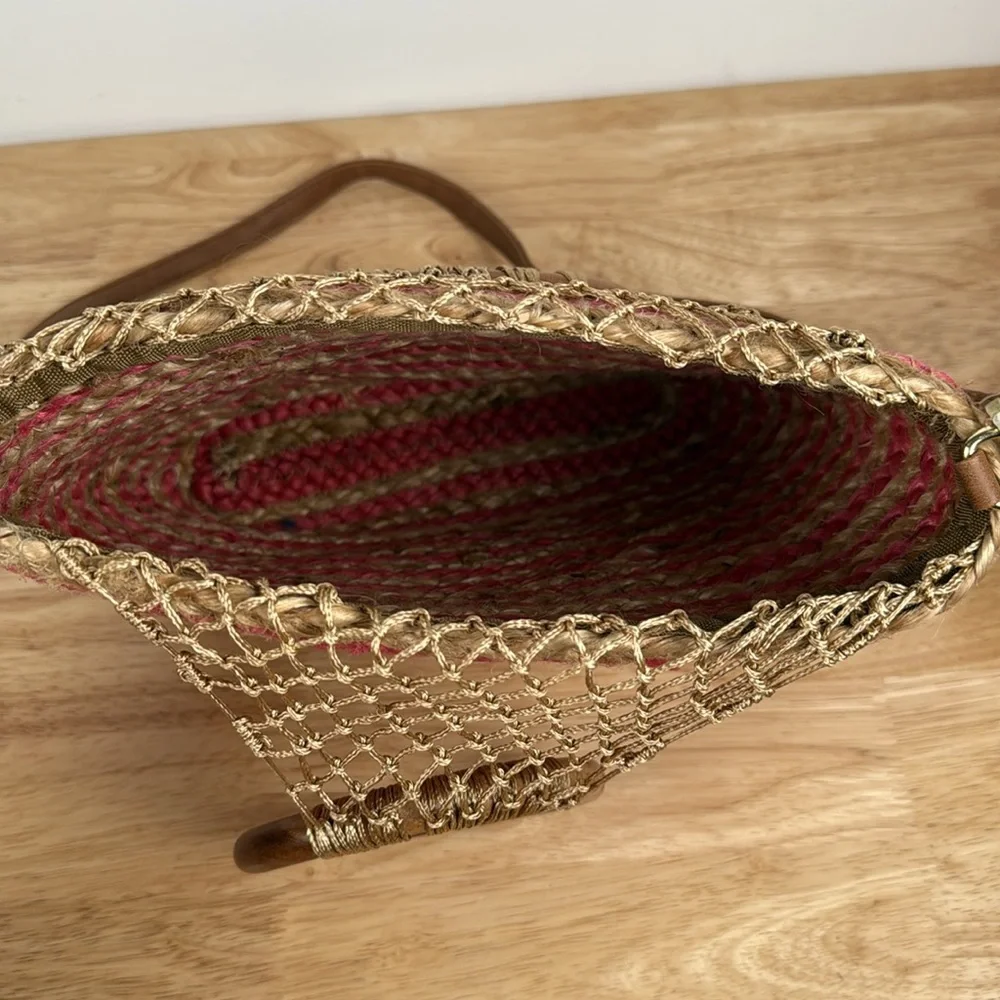 Nanette Lepore Pink and Tan Jute Bucket Bag - Picture 6 of 16